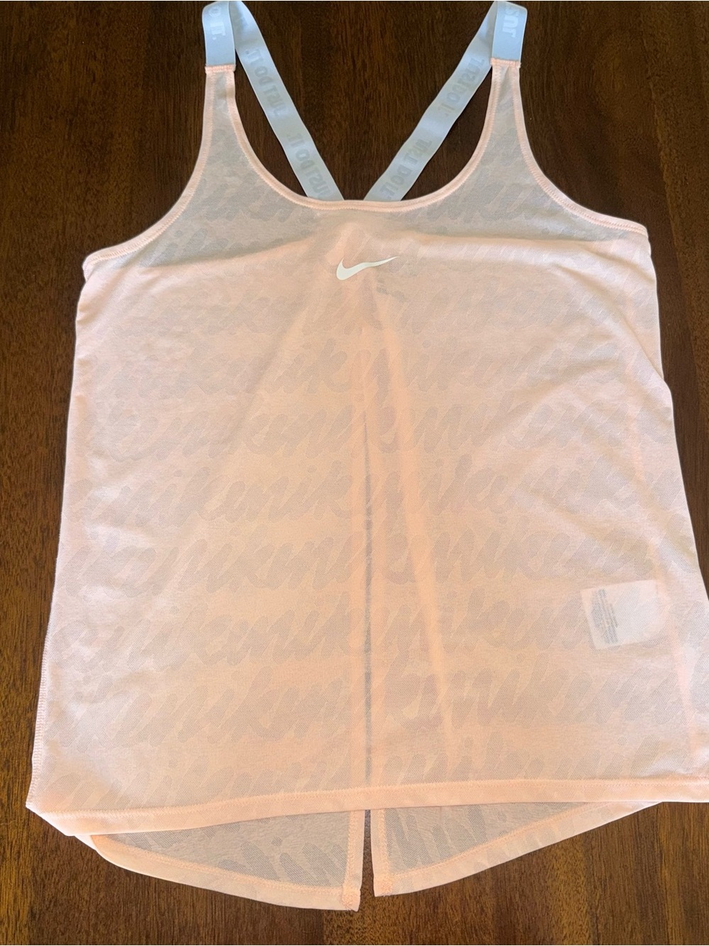 Nike Elastika Tank Top Peach Pink Dri-Fit Open Back Strappy Training Size Large